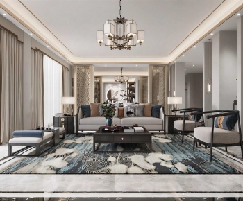 New Chinese Style A Living Room-ID:228775025