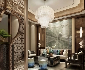 New Chinese Style A Living Room-ID:457972057