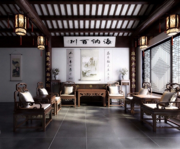 New Chinese Style A Living Room-ID:963336948