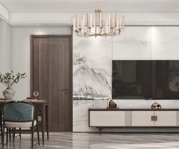 New Chinese Style A Living Room-ID:296480779