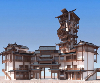 Chinese Style Appearance Of Commercial Building-ID:334054957