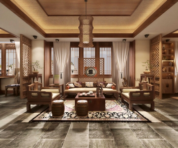 New Chinese Style A Living Room-ID:100379034