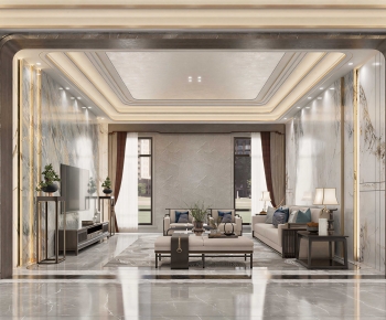New Chinese Style A Living Room-ID:400669101