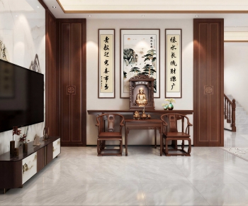 New Chinese Style A Living Room-ID:864443065