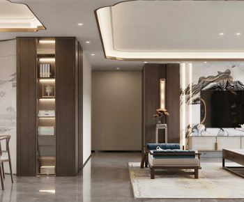 New Chinese Style A Living Room-ID:608649352