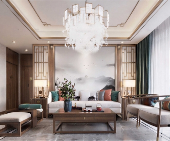 New Chinese Style A Living Room-ID:905724059