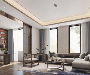New Chinese Style A Living Room-ID:618391042