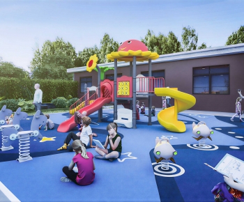 Modern Outdoor Space In Kindergarten-ID:629375934