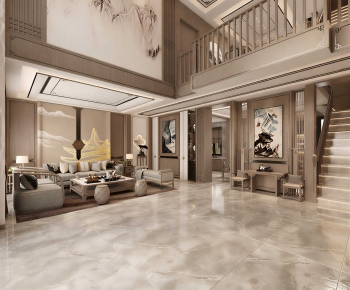 New Chinese Style A Living Room-ID:784991981