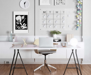 Nordic Style Computer Desk And Chair-ID:128180988