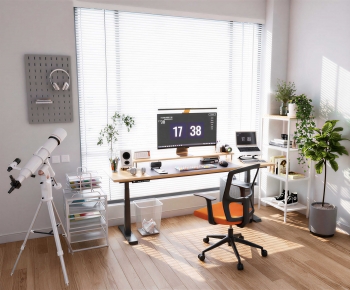 Modern Computer Desk And Chair-ID:452364921