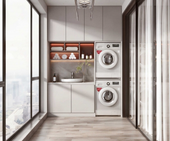 Modern Balcony Laundry Room-ID:445663937