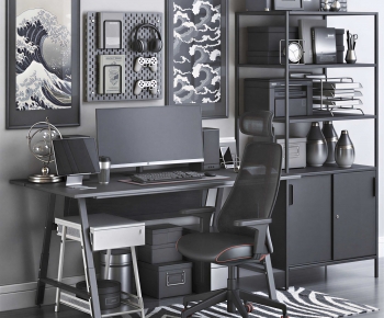 Modern Computer Desk And Chair-ID:961260829