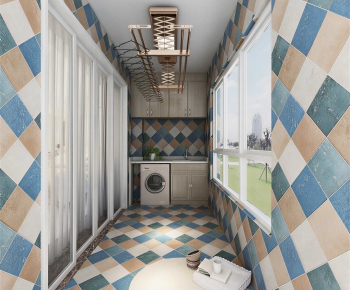 Modern Balcony Laundry Room-ID:859783896