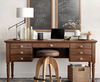 American Style Office Desk And Chair-ID:121569698