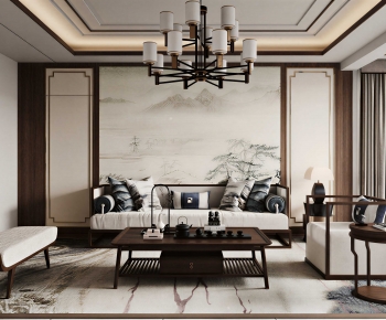 New Chinese Style A Living Room-ID:941237935