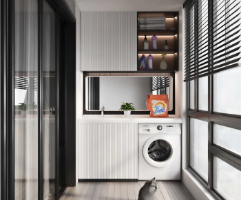 Modern Balcony Laundry Room-ID:639262911