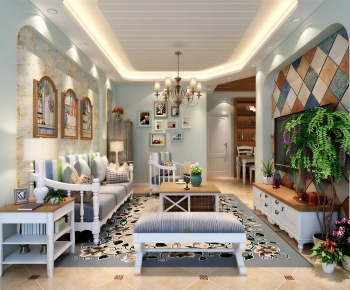 Mediterranean Style A Living Room-ID:191858055