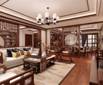 New Chinese Style A Living Room-ID:897859103