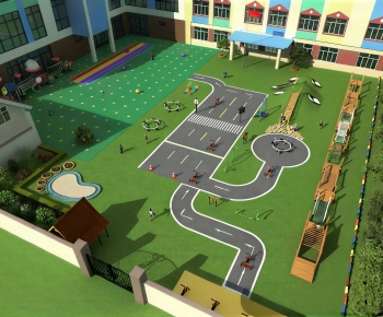 Modern Outdoor Space In Kindergarten-ID:527507074