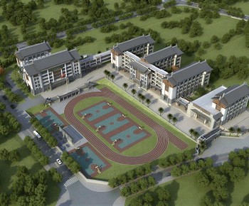 New Chinese Style Architectural Bird's-eye View Planning-ID:757371904