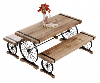 Industrial Style Dining Table And Chairs-ID:605103025