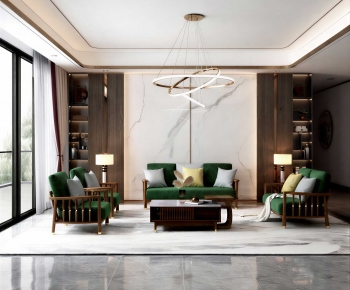 New Chinese Style A Living Room-ID:637382988
