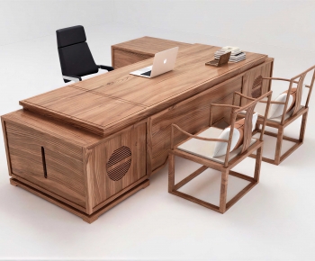 New Chinese Style Office Desk And Chair-ID:987270125