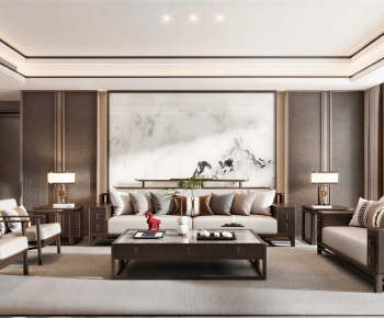 New Chinese Style A Living Room-ID:957129094