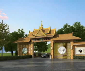 Southeast Asian Style Facade Element-ID:555610908