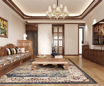 New Chinese Style A Living Room-ID:401716955
