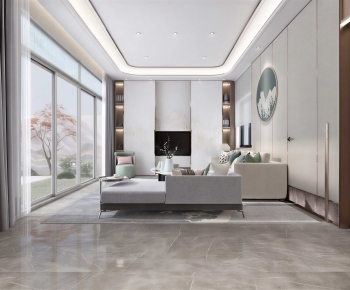 New Chinese Style A Living Room-ID:818094972