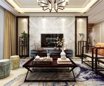 New Chinese Style A Living Room-ID:653961905