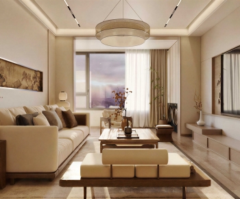 New Chinese Style A Living Room-ID:551496989