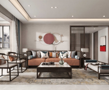 New Chinese Style A Living Room-ID:413822895