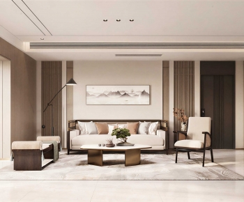 New Chinese Style A Living Room-ID:608865987