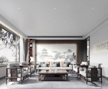 New Chinese Style A Living Room-ID:636801967