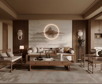 New Chinese Style A Living Room-ID:516935118