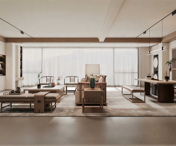 New Chinese Style A Living Room-ID:141933923
