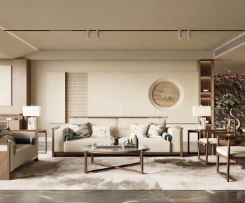 New Chinese Style A Living Room-ID:455940967