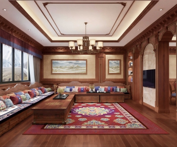 New Chinese Style A Living Room-ID:665517091