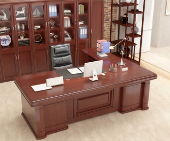 New Chinese Style Office Desk And Chair-ID:841856969