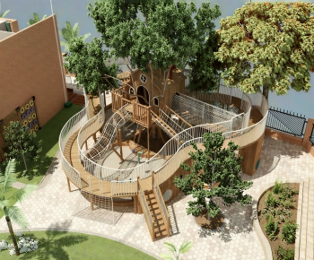 Modern Outdoor Space In Kindergarten-ID:795959008