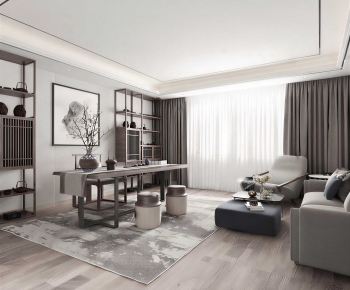 New Chinese Style A Living Room-ID:886780989