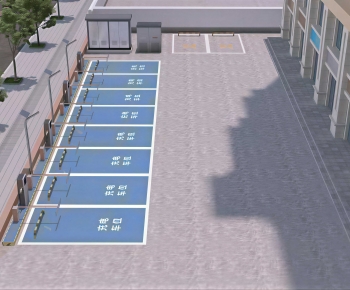 Modern Outdoor Parking Lot-ID:555445913