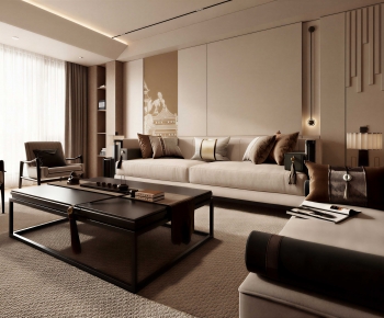 New Chinese Style A Living Room-ID:651307114