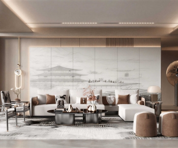 New Chinese Style A Living Room-ID:858623983