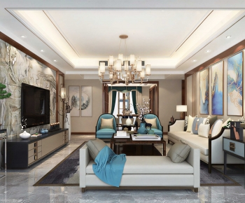 New Chinese Style A Living Room-ID:786145937