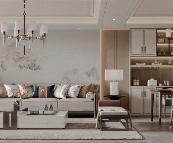 New Chinese Style A Living Room-ID:659377105