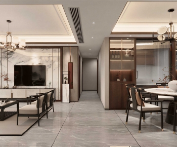New Chinese Style A Living Room-ID:119457961